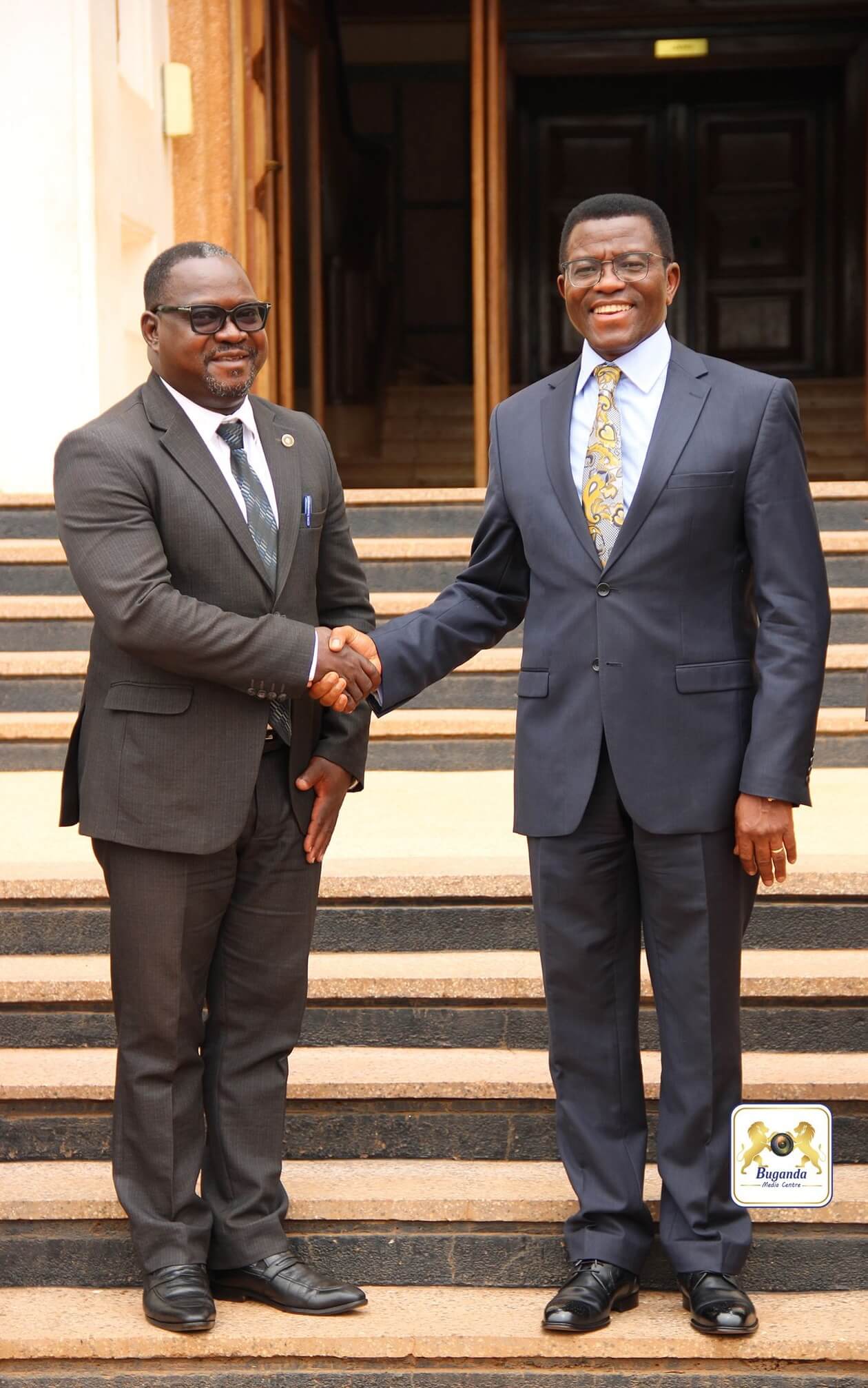 Mr. Alfred Bakyusa meets Katikkiro Charles Peter Mayiga after his appointment as BUCADEF executive director